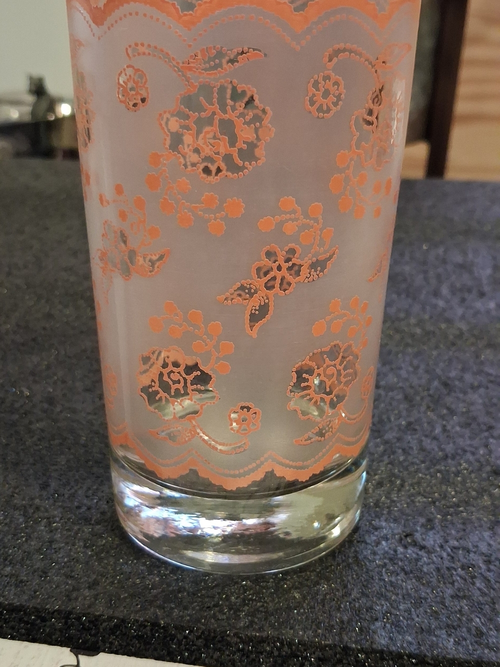 Frosted Glass Vase with Coral Floral Pattern
